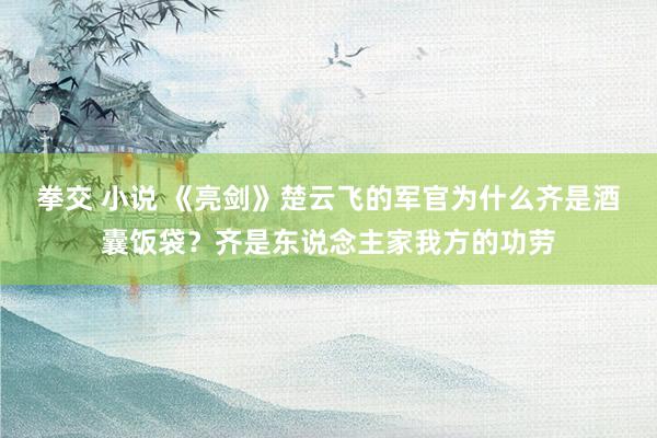 拳交 小说 《亮剑》楚云飞的军官为什么齐是酒囊饭袋？齐是东说念主家我方的功劳