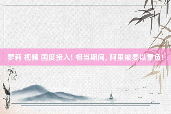 萝莉 视频 国度接入! 相当期间， 阿里被委以重负!