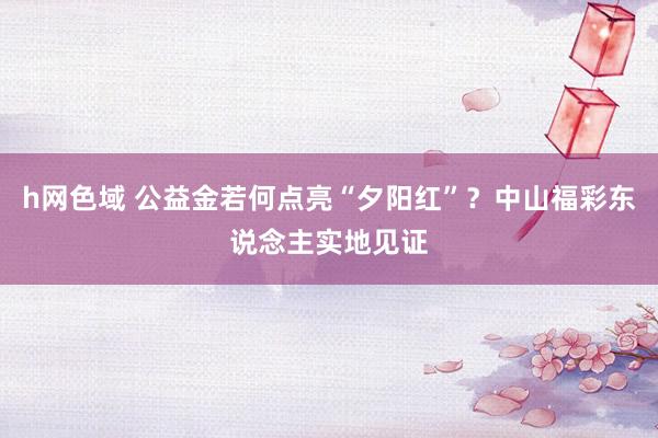 h网色域 公益金若何点亮“夕阳红”？中山福彩东说念主实地见证