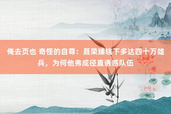 俺去页也 奇怪的自尊：聂荣臻辖下多达四十万雄兵，为何他弗成径直诱惑队伍