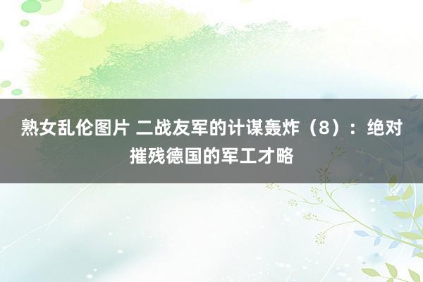 熟女乱伦图片 二战友军的计谋轰炸（8）：绝对摧残德国的军工才略