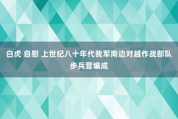 白虎 自慰 上世纪八十年代我军南边对越作战部队步兵营编成