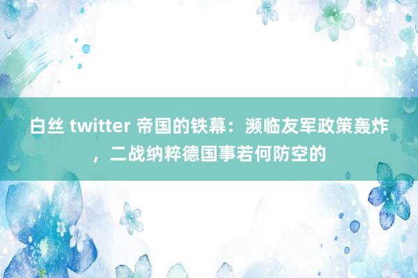 白丝 twitter 帝国的铁幕：濒临友军政策轰炸，二战纳粹德国事若何防空的