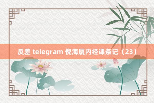 反差 telegram 倪海厦内经课条记（23）