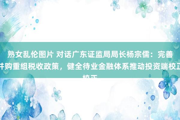 熟女乱伦图片 对话广东证监局局长杨宗儒：完善并购重组税收政策，健全待业金融体系推动投资端校正